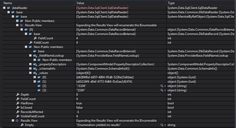 enumeration yielded no results|sqldatareader enumeration yielded no results.